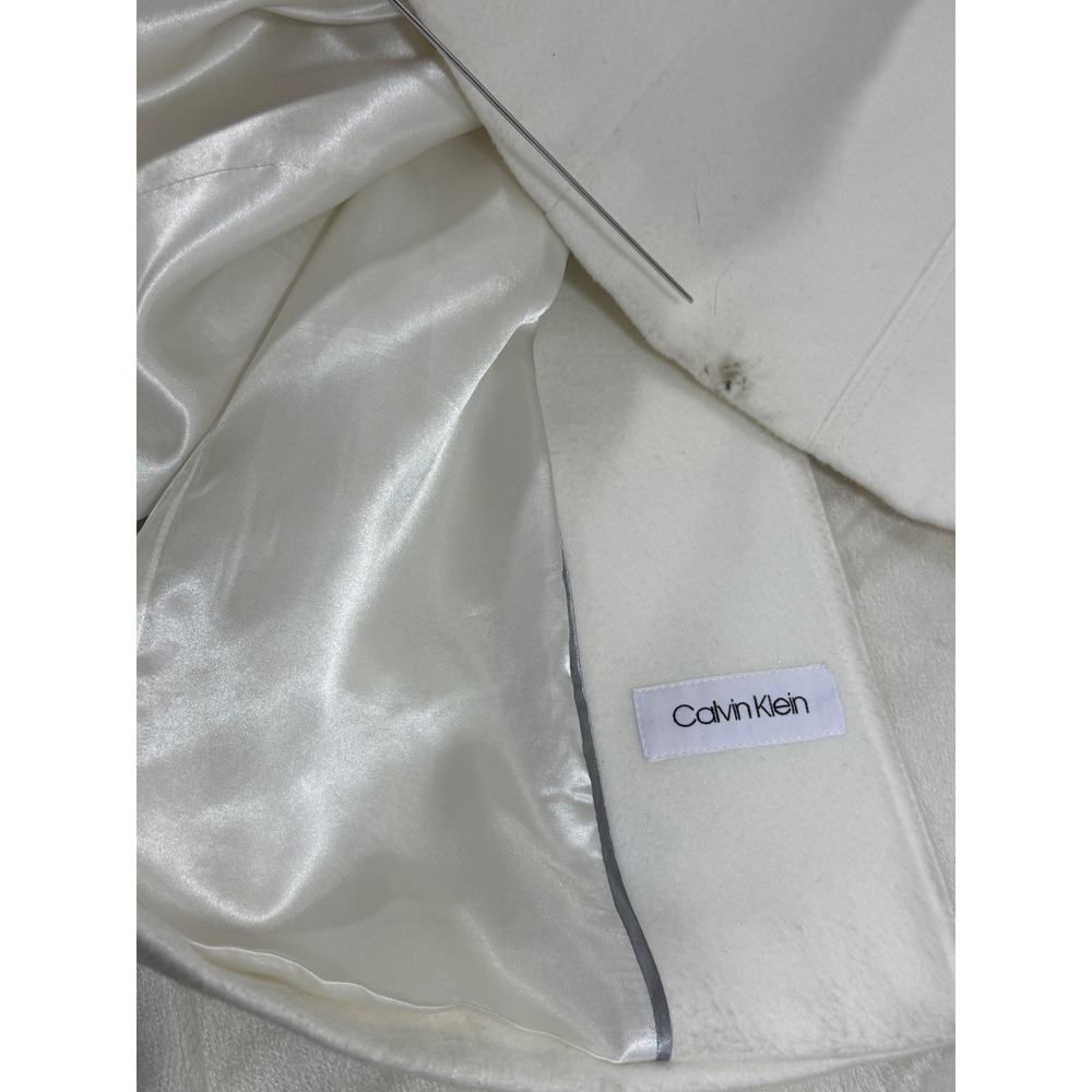 Calvin Klein Coat Women's XL White Belted Double Breasted Classic Quite Luxury - Picture 6 of 13
